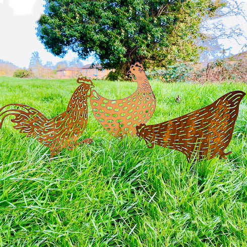 A Trio - 2 Chickens and a Cockerel - Easter